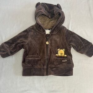 Disney X H&M - Brown Velour Cozy Winnie the Pooh Hoodie Sweatshirt